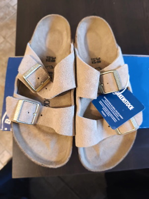 Birkenstock suede sandals new, beige, size 38