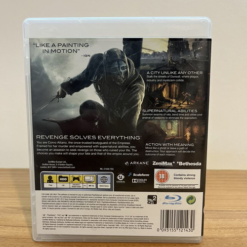 Dishonored PS3 game used, complete with original case and booklet