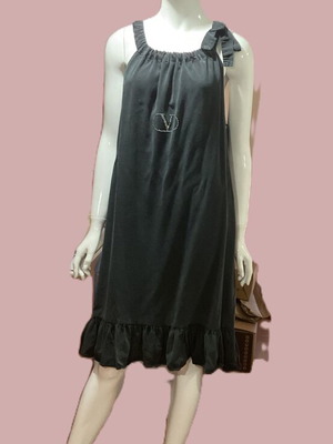 Vstyle dress midi anthracite with rhinestone logo, like new