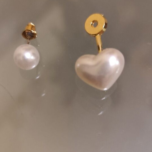 Pearl earrings with heart design from stainless steel new