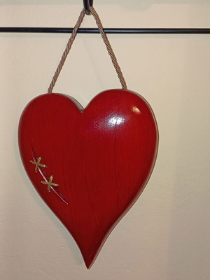 Handmade decorative heart like new, plane wood