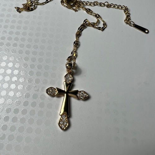 Stavros cross new stainless steel gold with white stones, gift chain