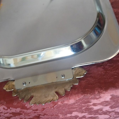 Stainless Steel Serving Trays like new, set of 2 with gold design