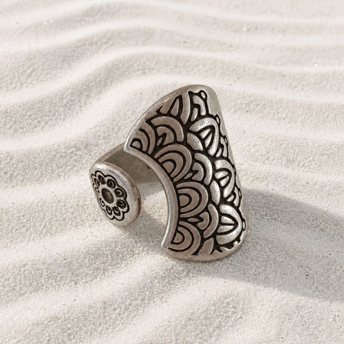 Handmade open ring made of silver-plated brass new, silver