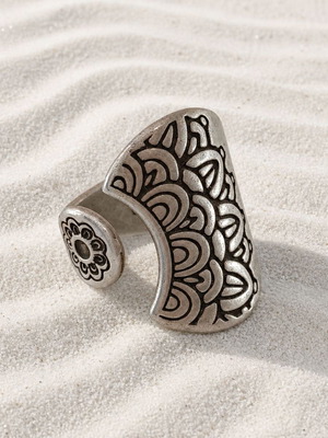 Handmade open ring made of silver-plated brass new, silver