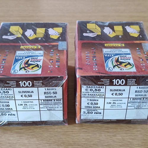 Panini World Cup 2010 Display Boxes new, set of 2 with 100 packs each