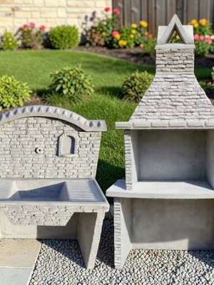 Lidia Summer Kitchen Concrete Set for Garden with Sink and Barbecue