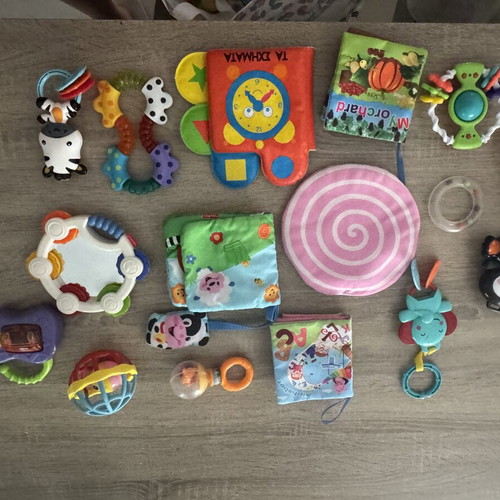 Baby toys set with soft books and rattles