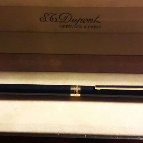S.T DUPONT 18k GOLD NAVY BLUE VINTAGE LAQUE deCHINE