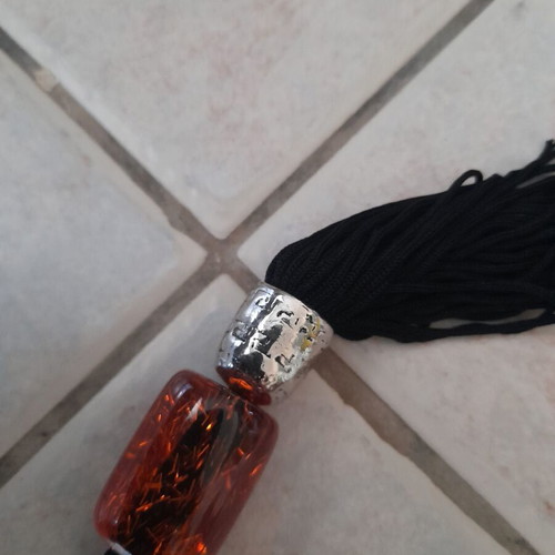 Komboloi with Large Orange Beads and Black Tassel like new