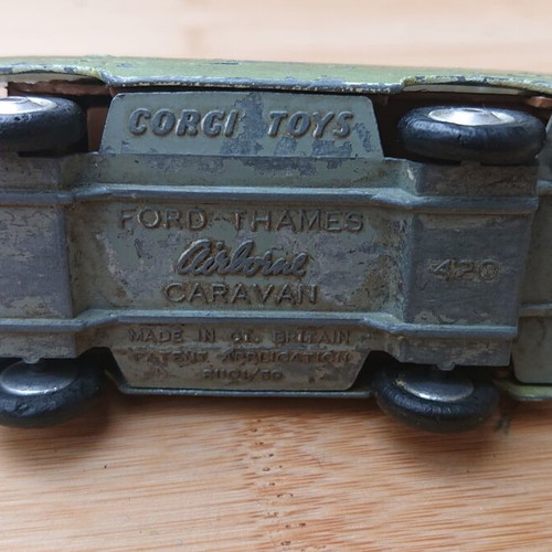 Corgi Toys No. 420 Ford Thames Airborne Caravan die-cast model used, missing back door