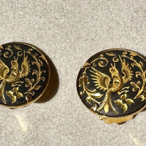 Vintage Damasquinados Suarez Earrings from Toledo, New