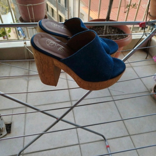 Silia D denim fabric mules like new, size 38, blue