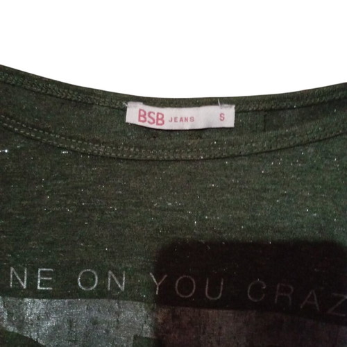 Bsb women's blouse with glitter, like new, oversize green