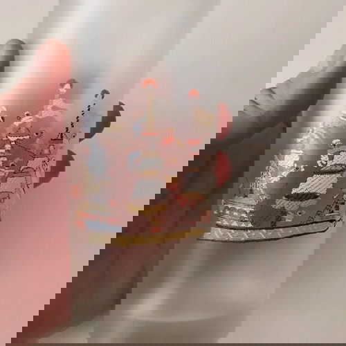 Ποτήρι νερού vintage μεταχειρισμένο με σχέδιο καραβάκι θαμπό