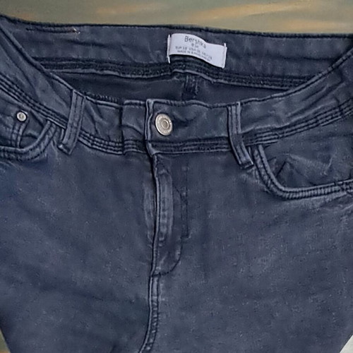 Bershka denim pants like new, size 38, black and gray