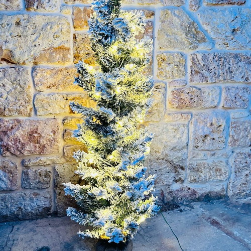 Christmas tree snow-covered with 70 white LED lights, new