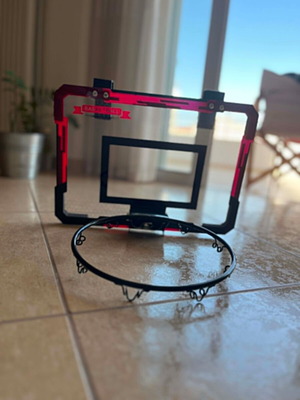 Indoor hanging basketball hoop with LED scoreboard for door