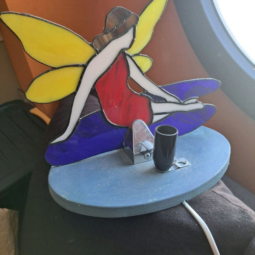 Fairy lamp like new handmade with stained glass