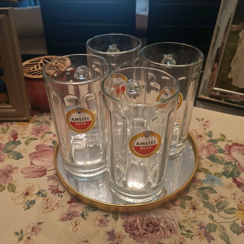 Amstel beer glasses set of 4 like new, large