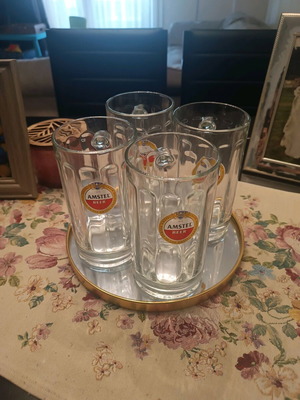 Amstel beer glasses set of 4 like new, large