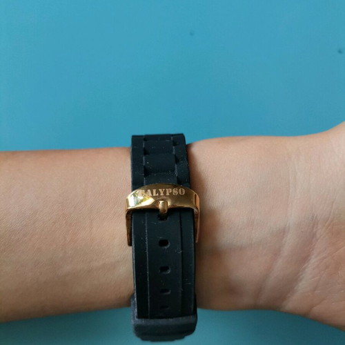 Calypso women's watch like new, black with gold and zircon