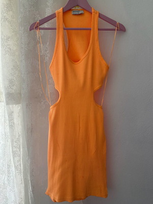Bershka dress orange new, size S, elastic