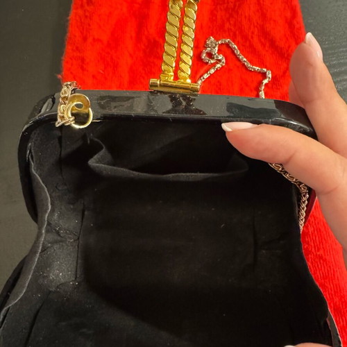Haralas vintage clutch bag used, black with gold details