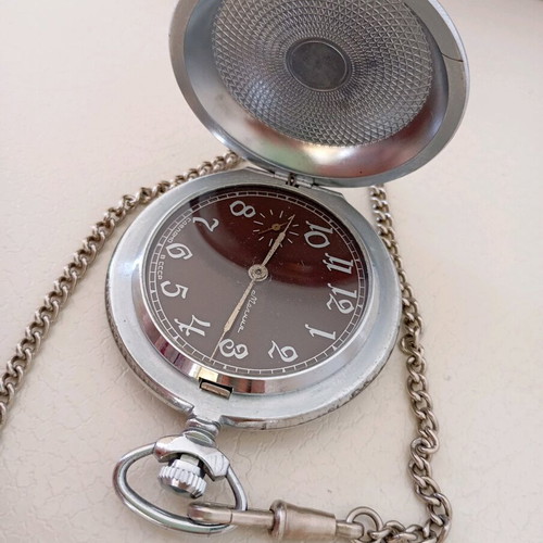 Molnija Soviet Victory Pocket Watch used, mechanical, WWII commemorative