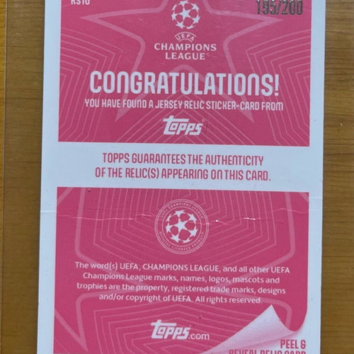 Scalvini Jersey Relic Player Worn Card like new /200 Topps Champions League