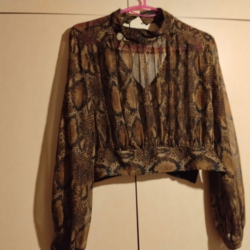Zara transparent crop top like new, beige and brown, size L
