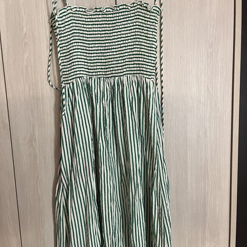 Striped dress Stradivarius like new, beige and green, size M