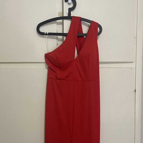 Red One-Shoulder Maxi Evening Dress Size L New with Tags