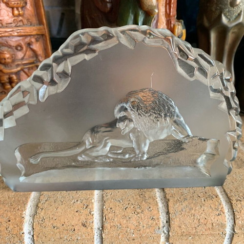 Nybro Glasbruk Sweden crystal with lion 1970s like new