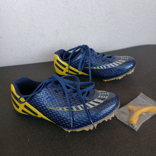 Athletic track shoes size 39 like new, blue and yellow