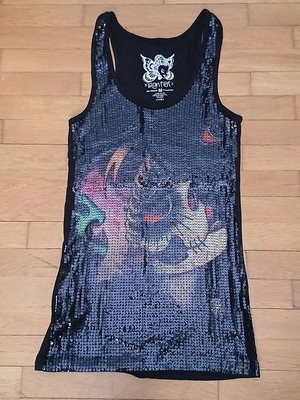 Iron Fist black sleeveless elastic blouse with sequins size Medium like new