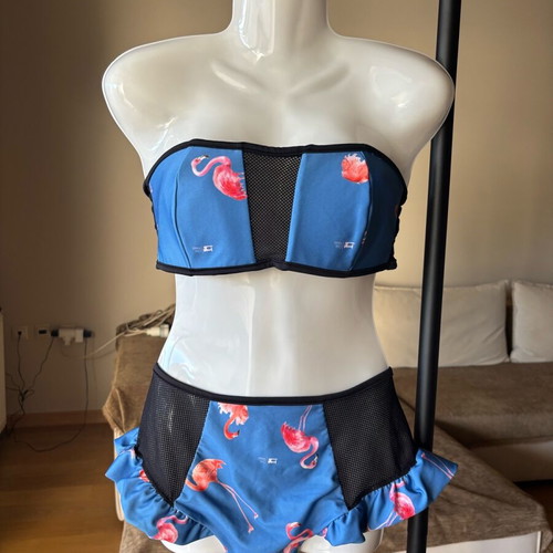 Chic Mess swimsuit size L like new, blue and pink