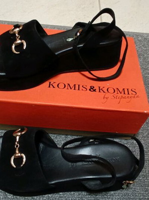 Komis and Komis leather flatform sandals like new, black, size 39