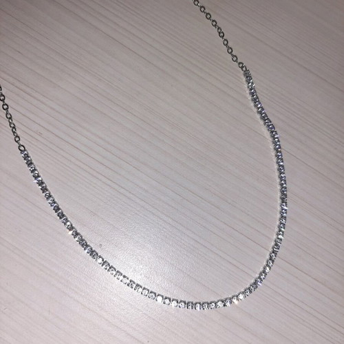 Stainless steel necklace with rhinestones new, silver