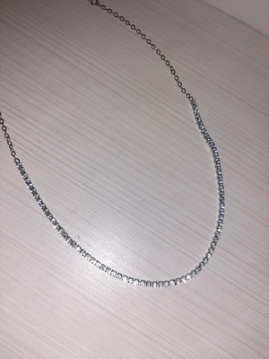 Stainless steel necklace with rhinestones new, silver