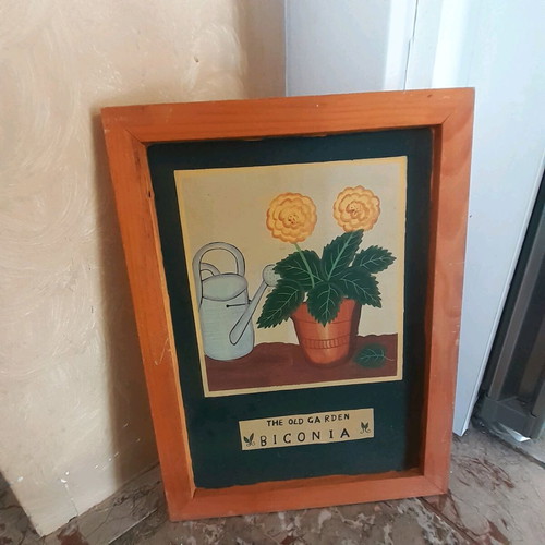 Framed botanical print flowers like new, wooden frame
