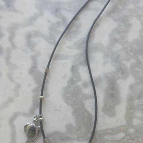 Pendant with abalone-like synthetic resin and silver-tone metal, like new