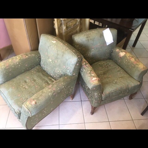 Living room set used, 1 sofa and 2 armchairs Saridis antique 60s 70s English style