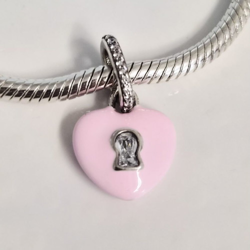 Pandora pendant pink heart lock charm new