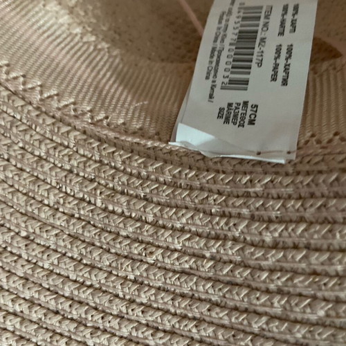 Straw hat new, hand-painted, powder color, size 54