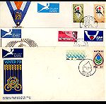  C005  Γραμματόσημα / συλλογή με 40 φακέλλους και 3 κάρτες απά διάφορες χώρες