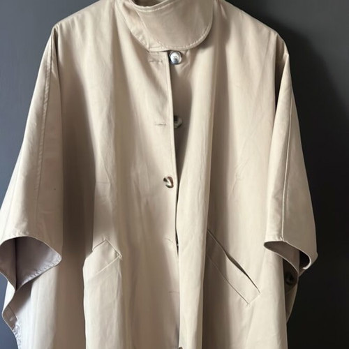 Cotton poncho trench coat new, beige, size M