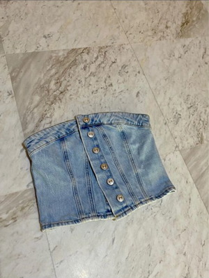 Zara denim strapless top, blue, size M