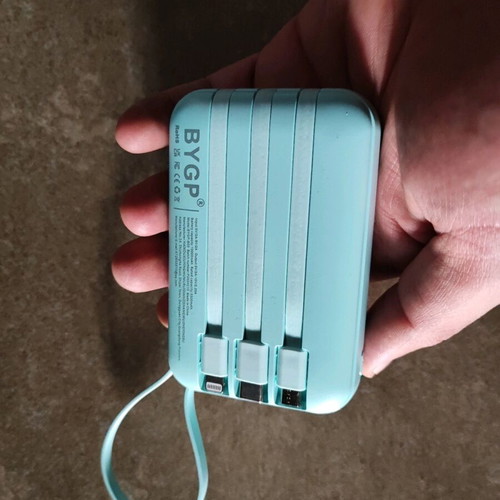 Powerbank 10000mAh turquoise with built-in cables new