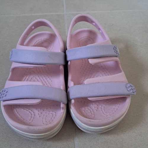 Crocs sandals used, size 24, pink and purple